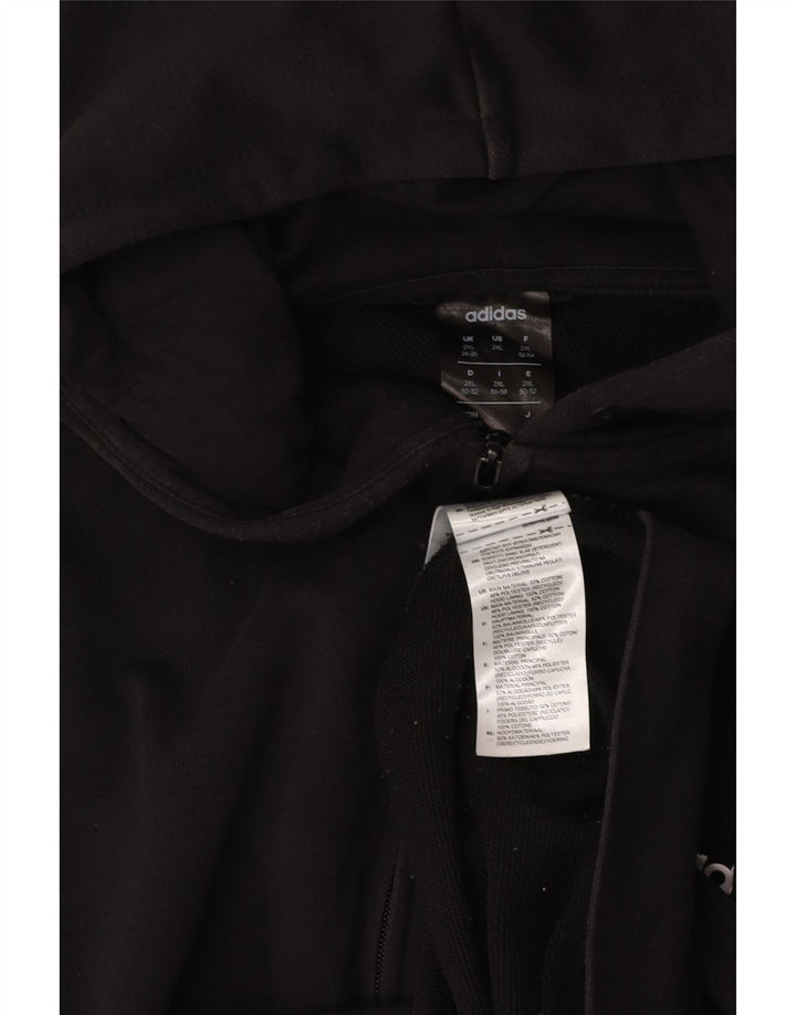 ADIDAS oversized hættetrøje med lynlås til kvinder UK 24/26 2XL sort bomuld