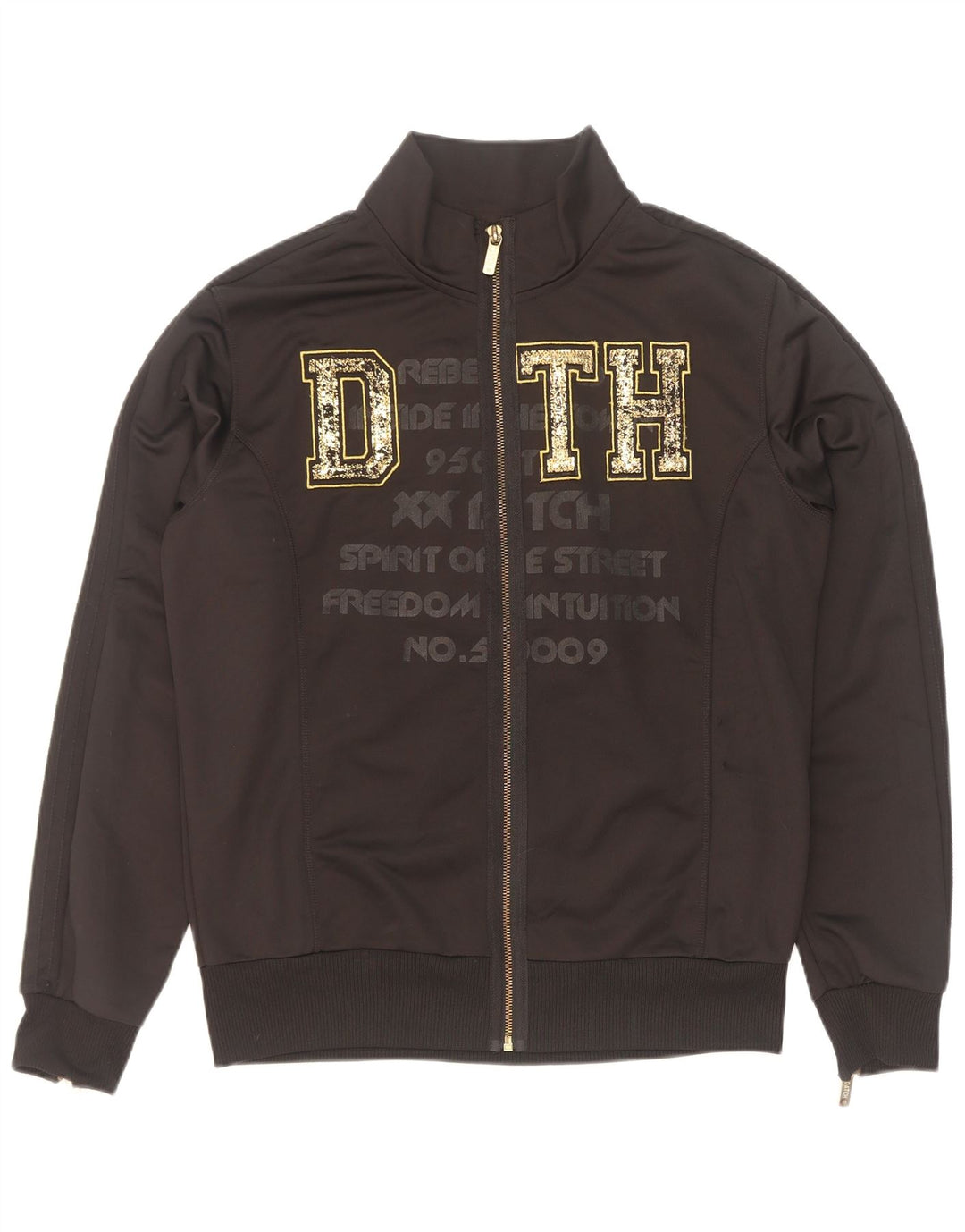 Datch Herre Grafisk Træningsdragt Top Jakke Stor Sort Polyester