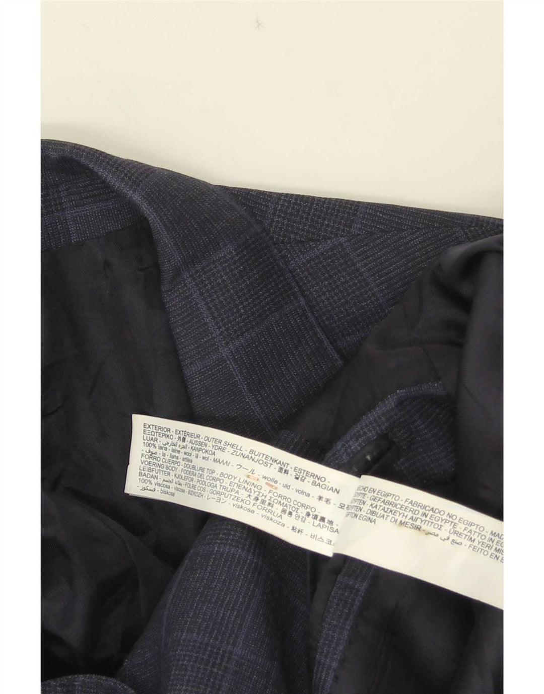 Massimo Dutti Herre 2-knaps blazerjakke EU 40 Mellem marineblå ternet uld