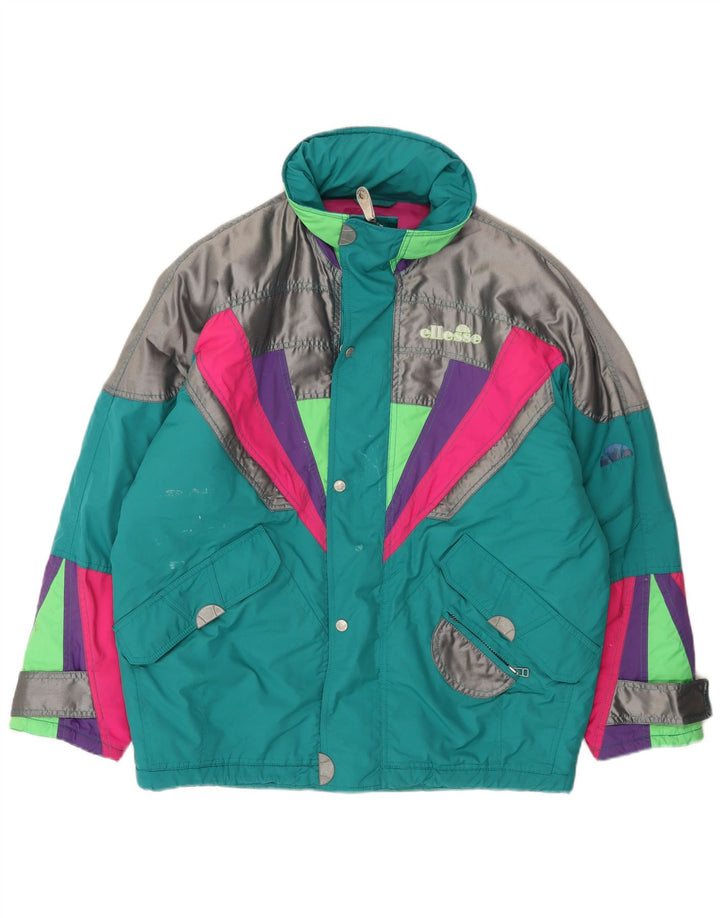 Ellesse Herre Hætte Skijakke UK 44 2XL Grøn Colourblock