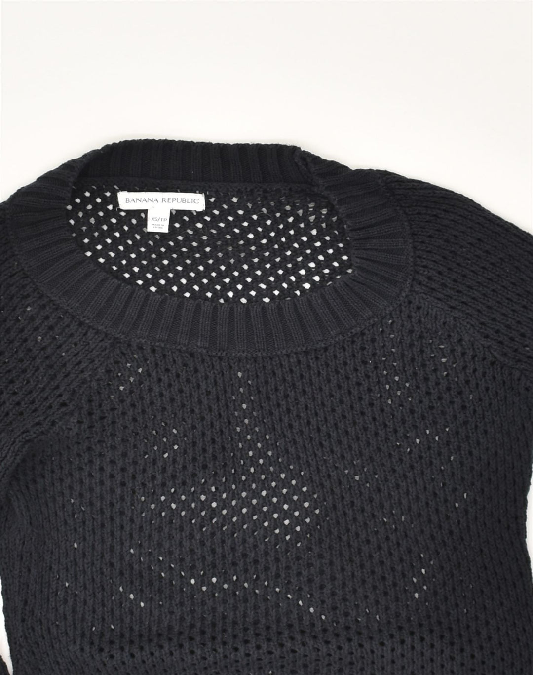 BANANA REPUBLIC Womens See Through Crew Neck Jumper Sweater UK 6 XS Black | Vintage Banana Republic | Thrift | Second-Hand Banana Republic | Used Clothing | Messina Hembry 