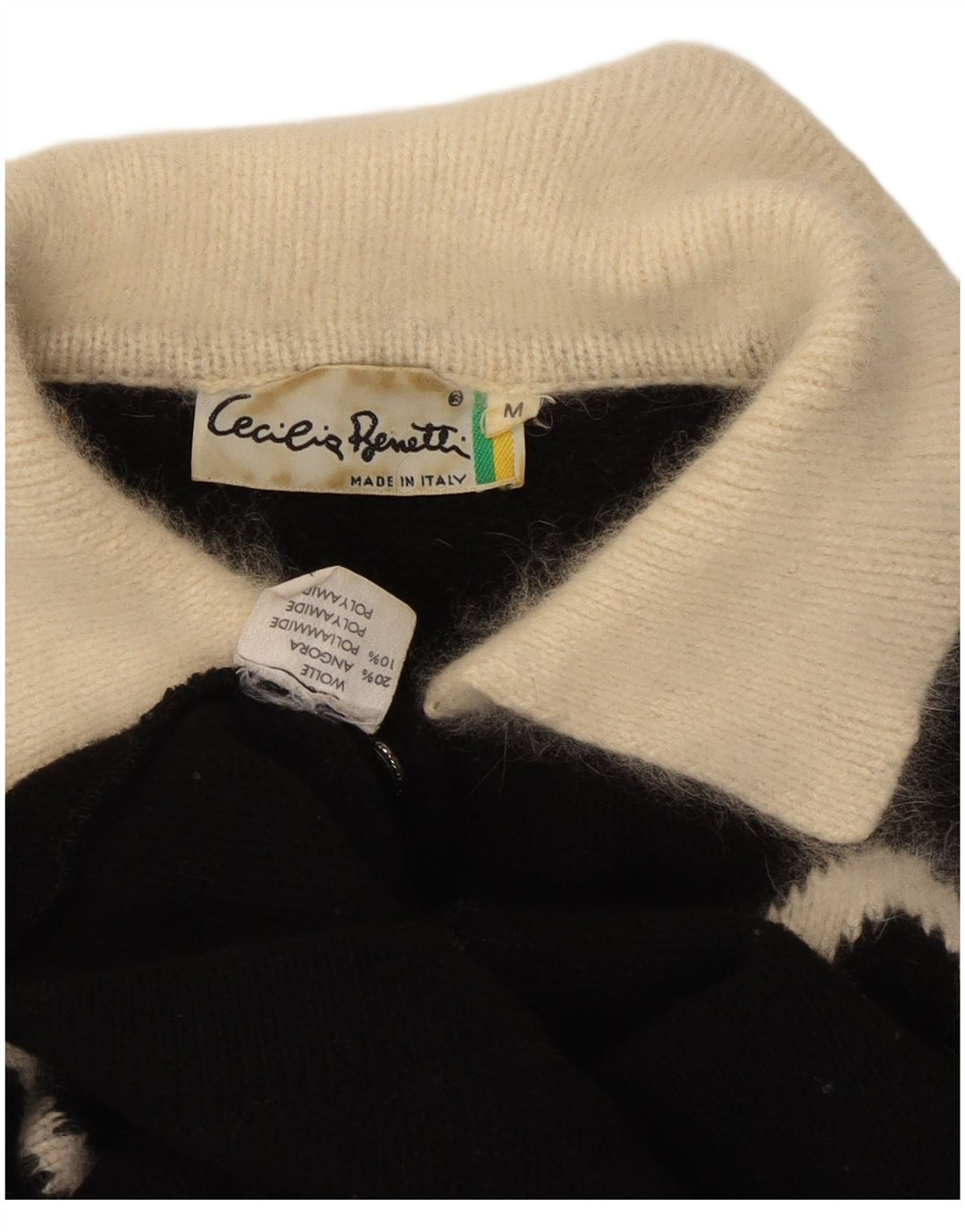 CECILIA BENETTI Dame Polo Neck Jumper Sweater UK 14 Medium Black Floral