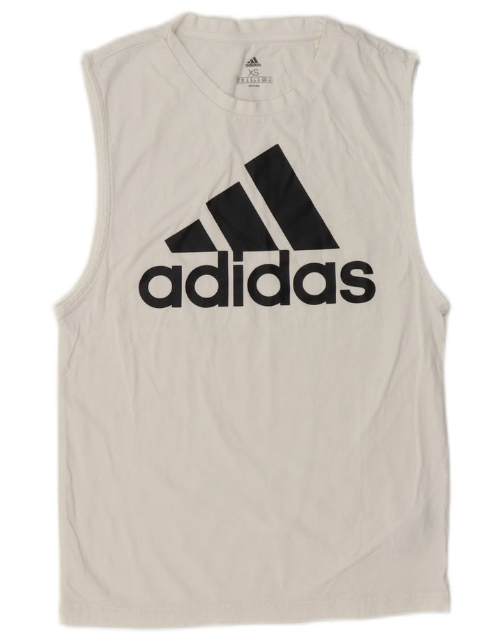 Adidas Herre Grafisk Vest Top XS Hvid Bomuld