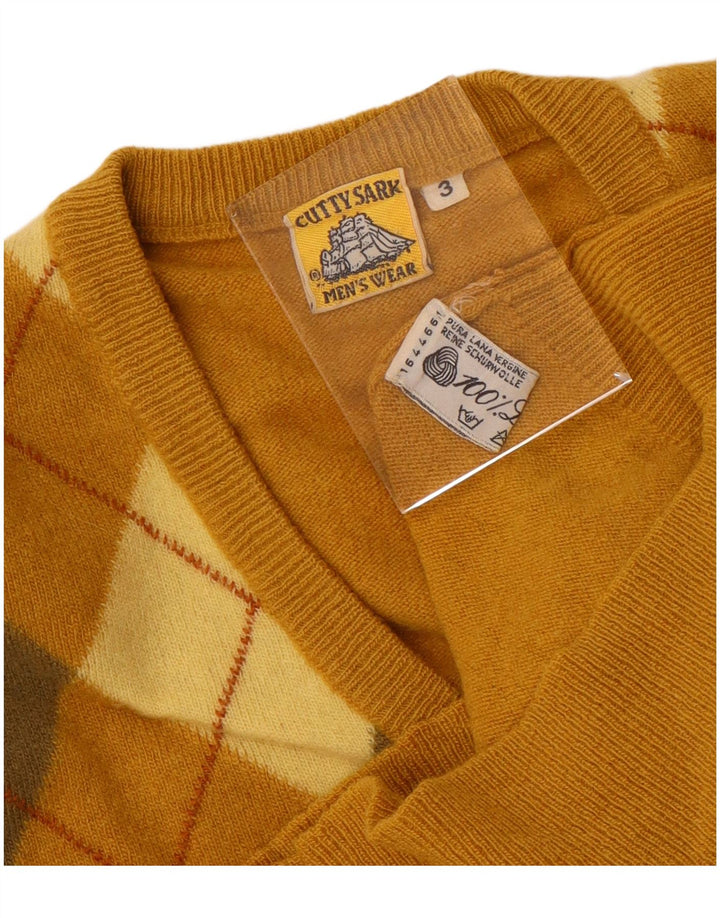 Cutty Sark Herre V-hals sweater lille gul Argyle/Diamond Wool