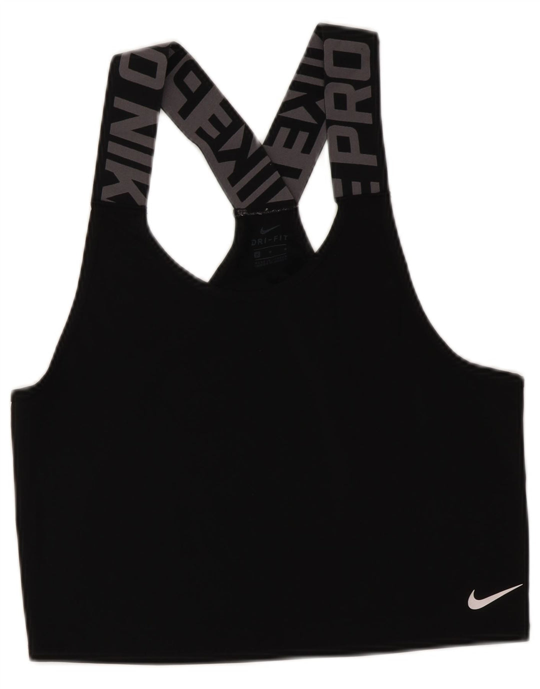 Nike Dame Dri Fit Sport BH Grafisk Vest Top UK 14 Medium Sort Polyester