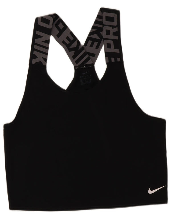 Nike Dame Dri Fit Sport BH Grafisk Vest Top UK 14 Medium Sort Polyester