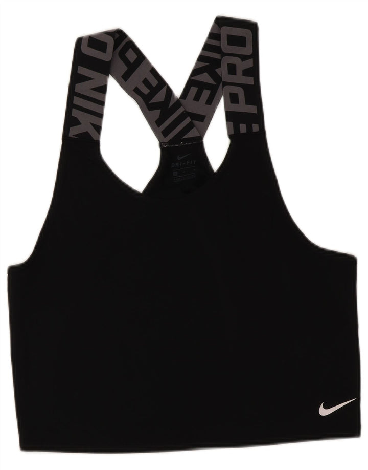 Nike Dame Dri Fit Sport BH Grafisk Vest Top UK 14 Medium Sort Polyester