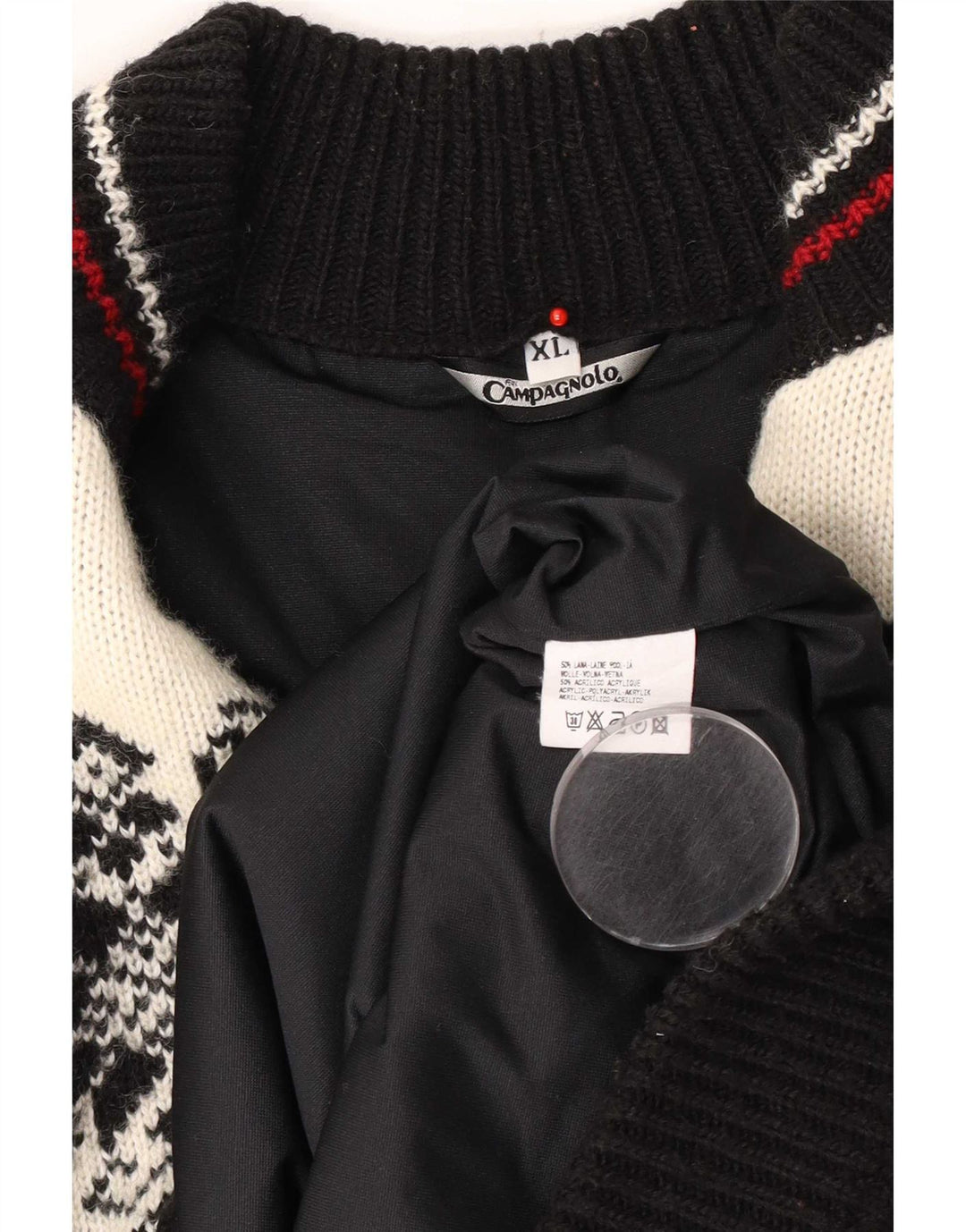 Campagnolo Herre Zip Neck Jumper Sweater XL Flerfarvet Fair Isle Wool