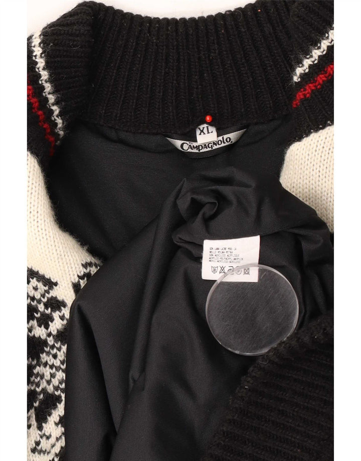 Campagnolo Herre Zip Neck Jumper Sweater XL Flerfarvet Fair Isle Wool