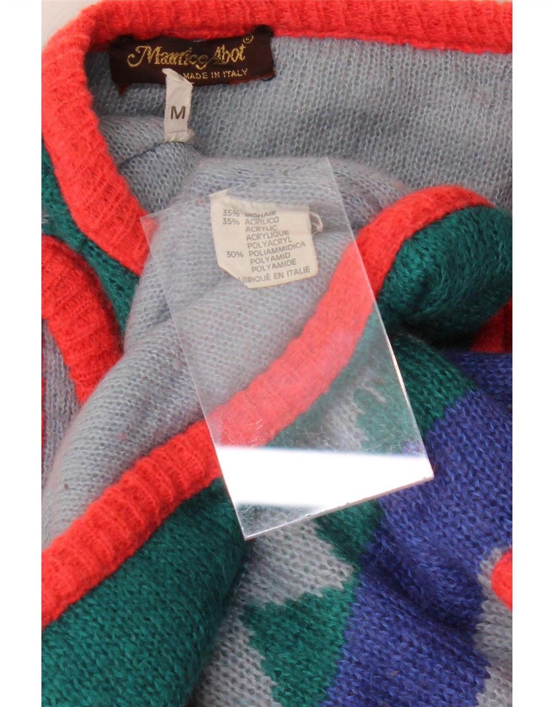 MAURICE ABOT Dame cardigan sweater UK 14 Medium Flerfarvet Stribet