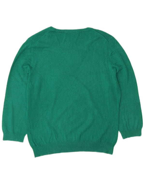 Marks & Spencer Dame Boat Neck Jumper Sweater UK 16 Large Green Viscose