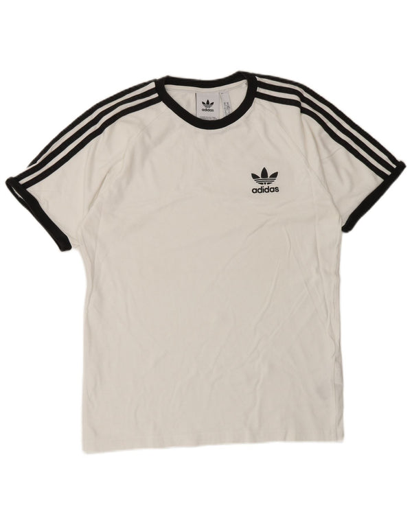 ADIDAS Herre T-Shirt Top XS Hvid Bomuld