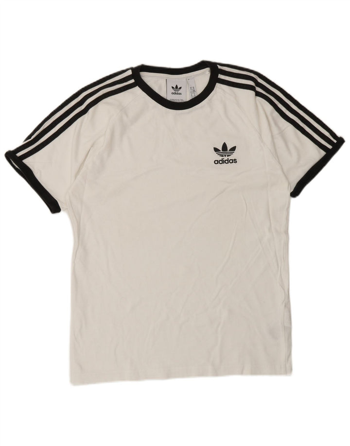ADIDAS Herre T-Shirt Top XS Hvid Bomuld