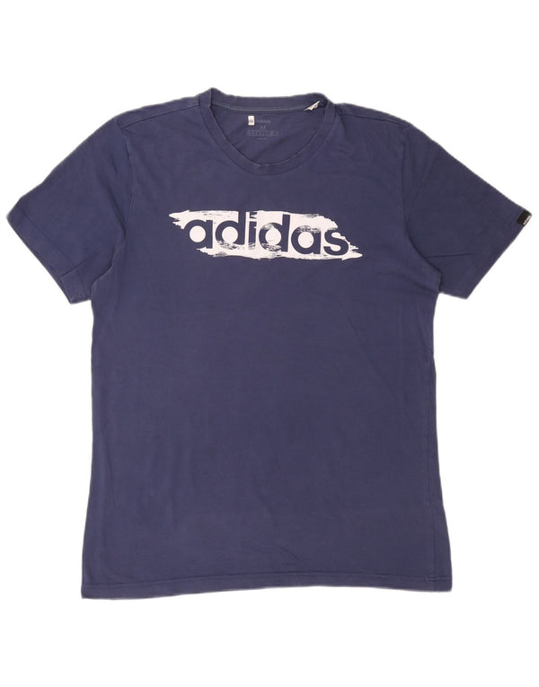 Adidas Herre grafisk T-shirt Top Medium Marineblå Bomuld