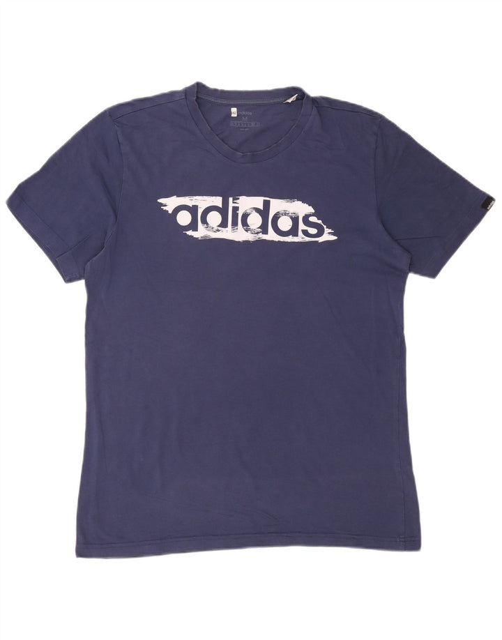 Adidas Herre grafisk T-shirt Top Medium Marineblå Bomuld