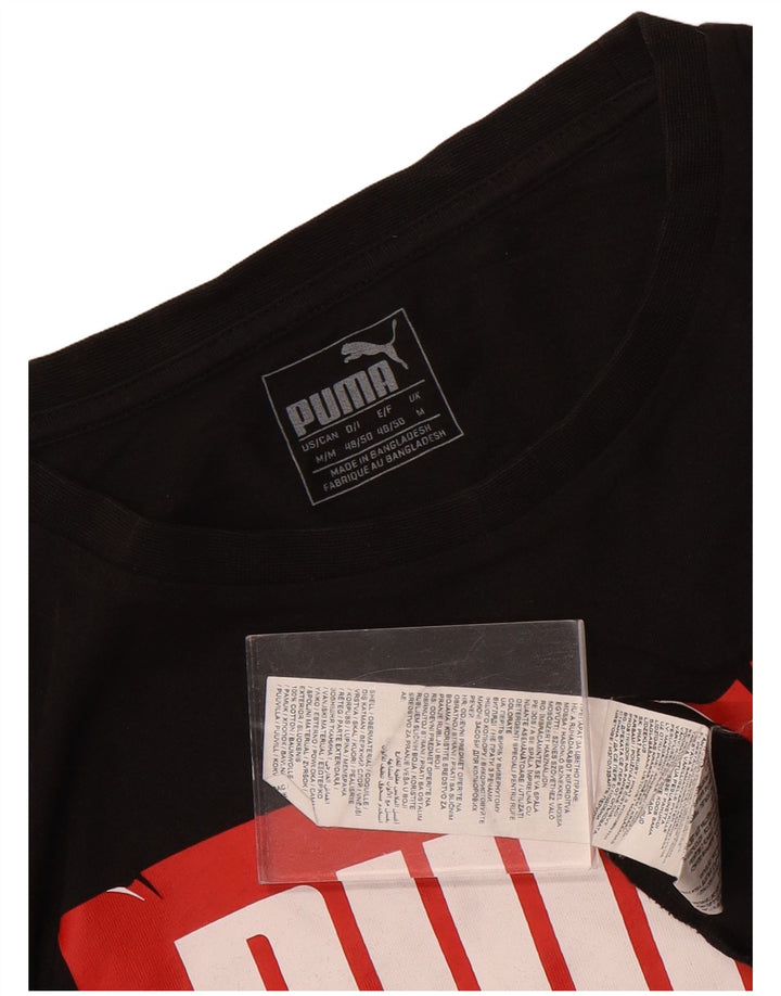 Puma Herre Grafisk T-Shirt Top Medium Sort Bomuld