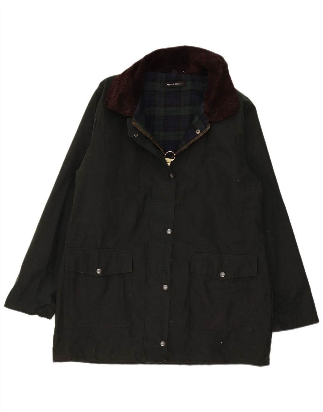 Capsule Womens Vokset Bomuld Overfrakke UK 16 Large Green