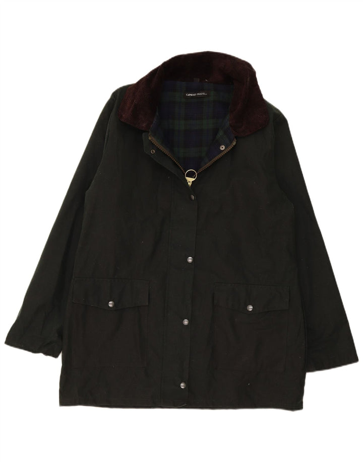 Capsule Womens Vokset Bomuld Overfrakke UK 16 Large Green