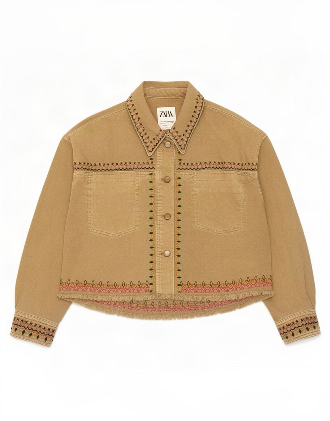 Zara Womens Oversized Bomber Jacket UK 10 Small Beige Geometrisk Bomuld