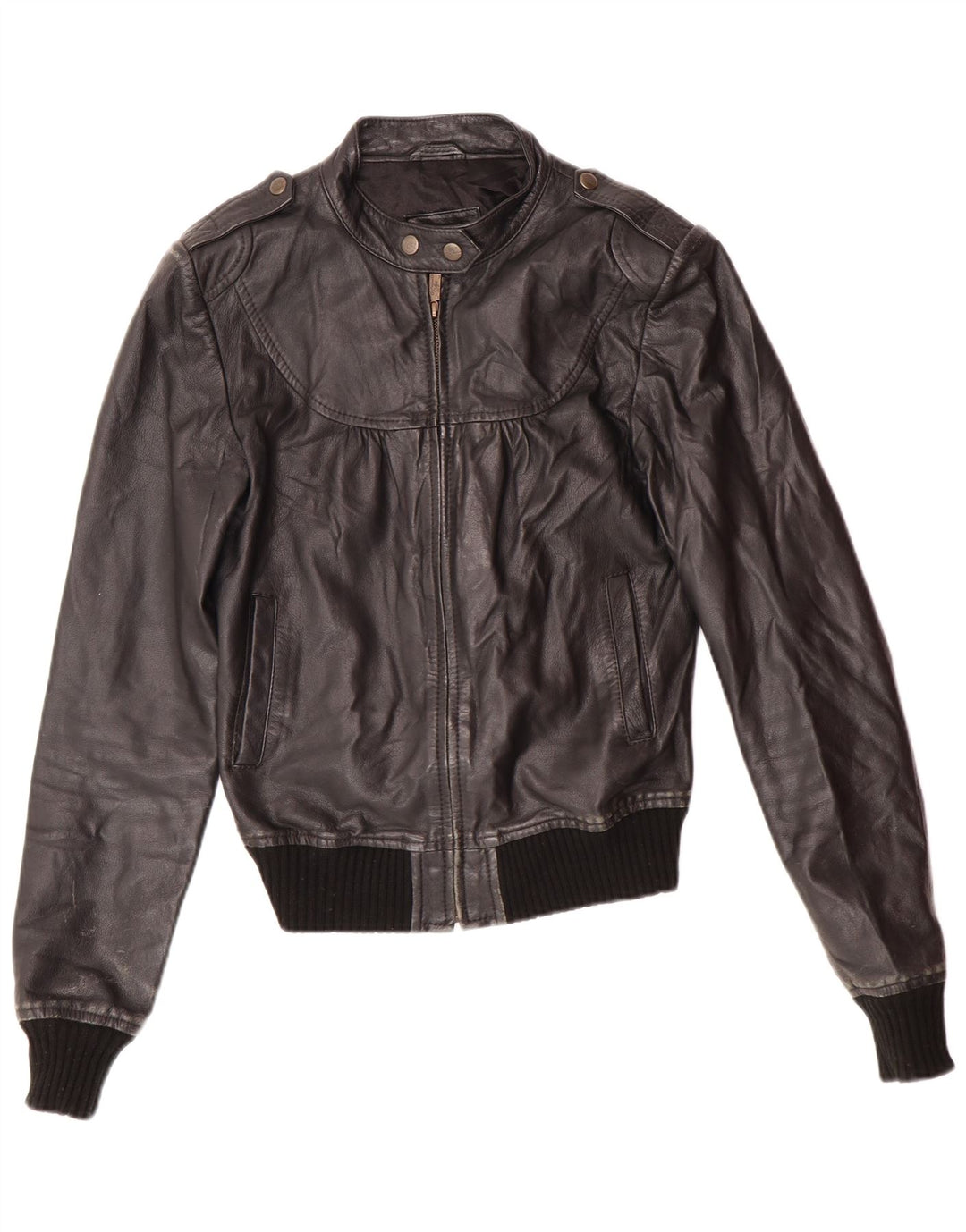 XDYE Dame Læderjakke UK 10 Small Black Læder Biker