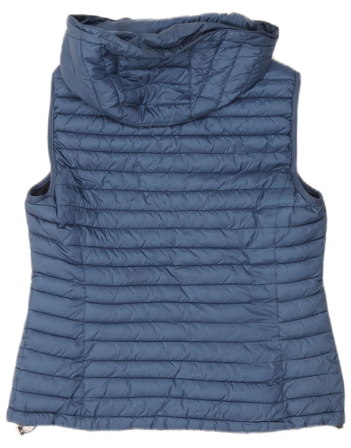 Massimo Dutti Dame Hætte Polstret Gilet UK 12 Medium Blue Polyester