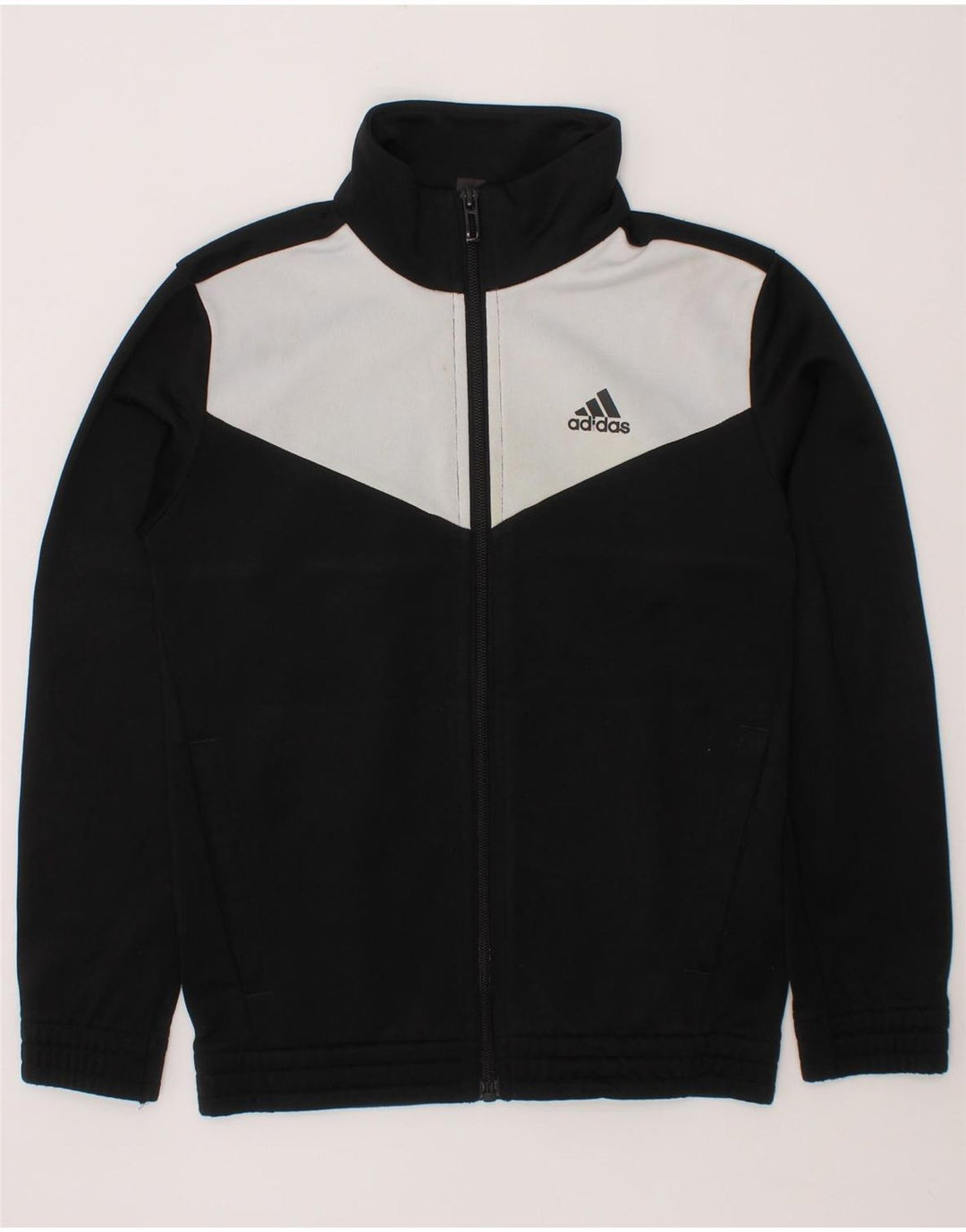 ADIDAS Boys Tracksuit Top Jacket 7-8 Years Black Colourblock Polyester Vintage Adidas and Second-Hand Adidas from Messina Hembry 