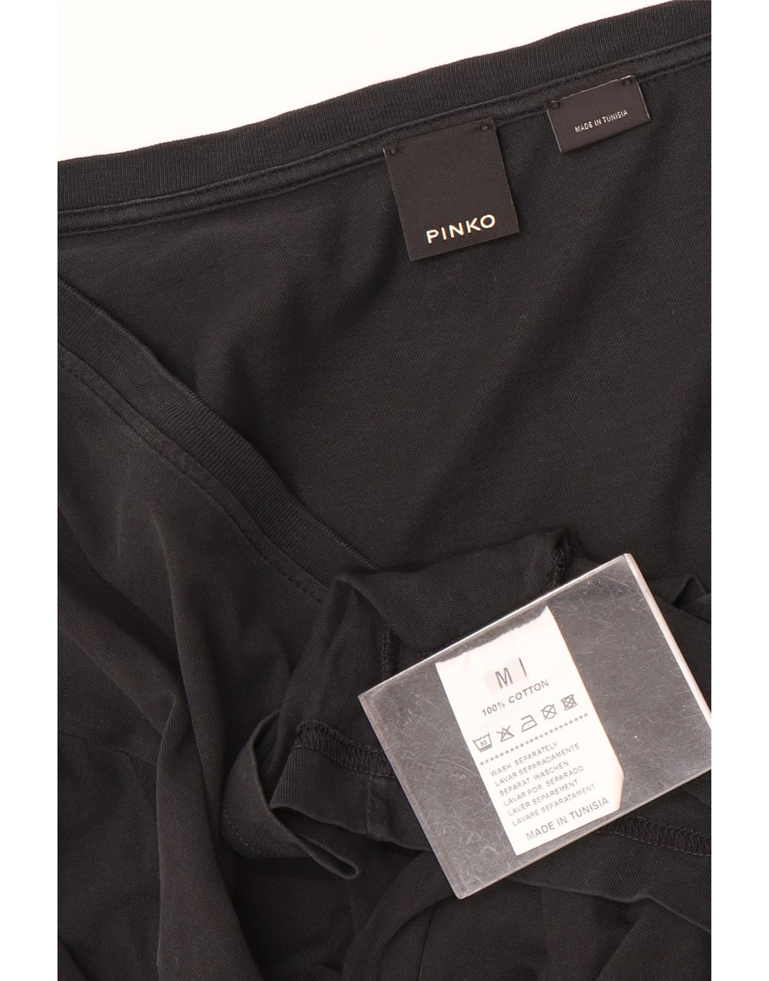 Pinko Dame Grafisk T-Shirt Top UK 14 Medium Sort Bomuld