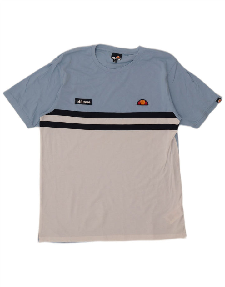 Ellesse Herre T-Shirt Top XL Blå Colourblock Bomuld