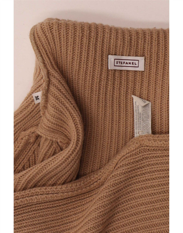 Stefanel Dame Roll Neck Jumper Sweater UK 12 Medium Brun Uld