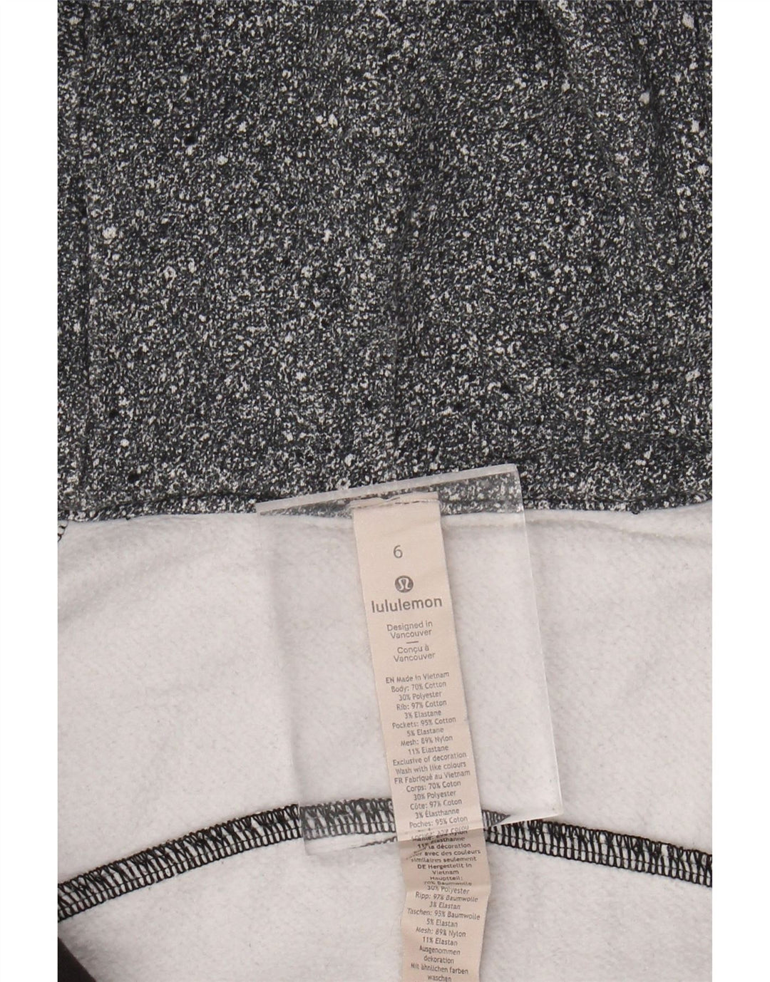 LULULEMON Dame-hættetrøje med lynlås US 6 Medium Grey Flecked Bomuld