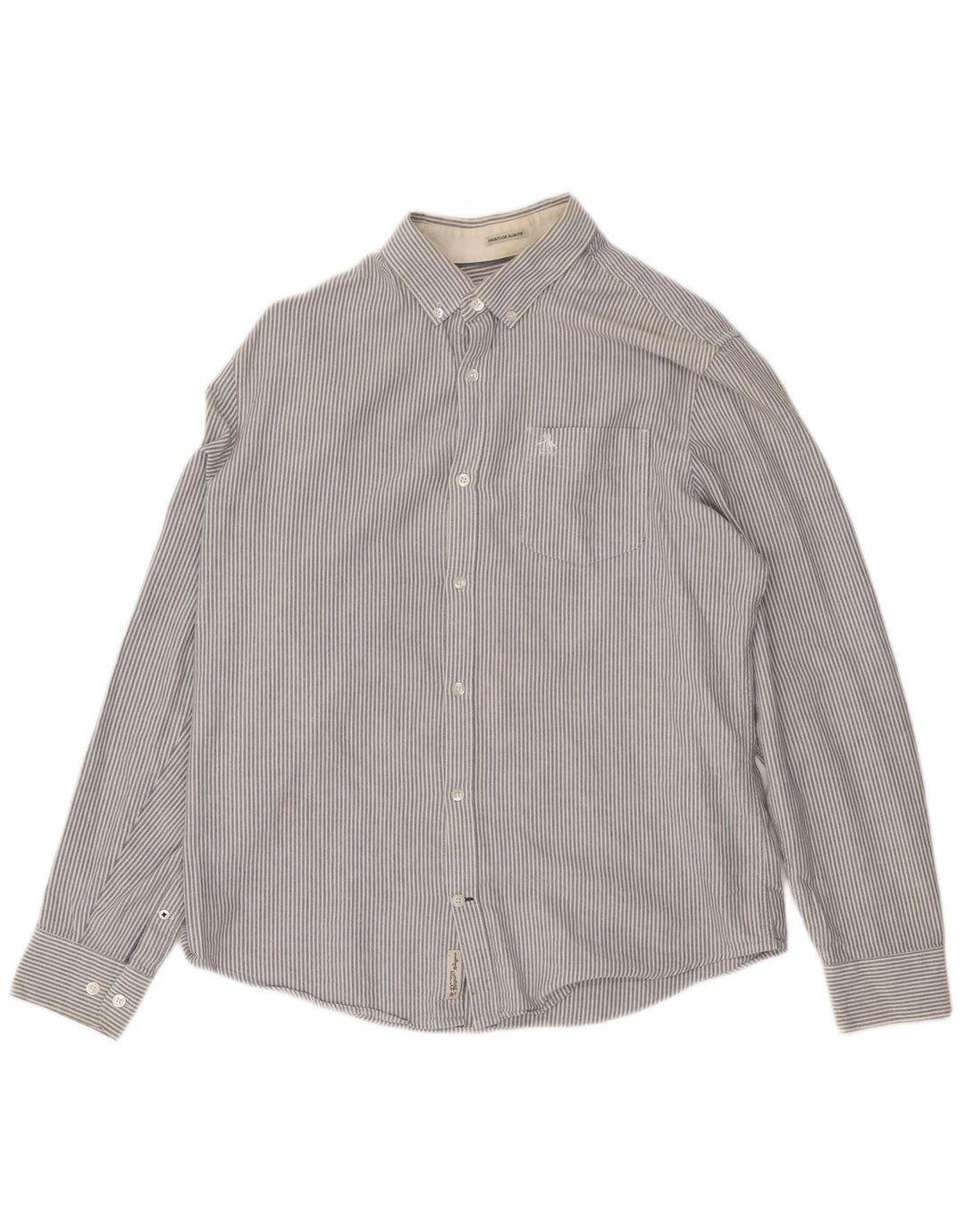 Penguin Heritage Slim Fit Skjorte Stor grå nålestribe