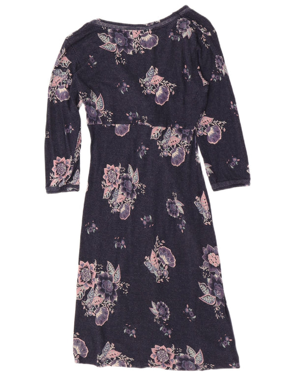 Fat Face Dame Wrap Dress UK 8 Small Navy Blue Floral Viscose