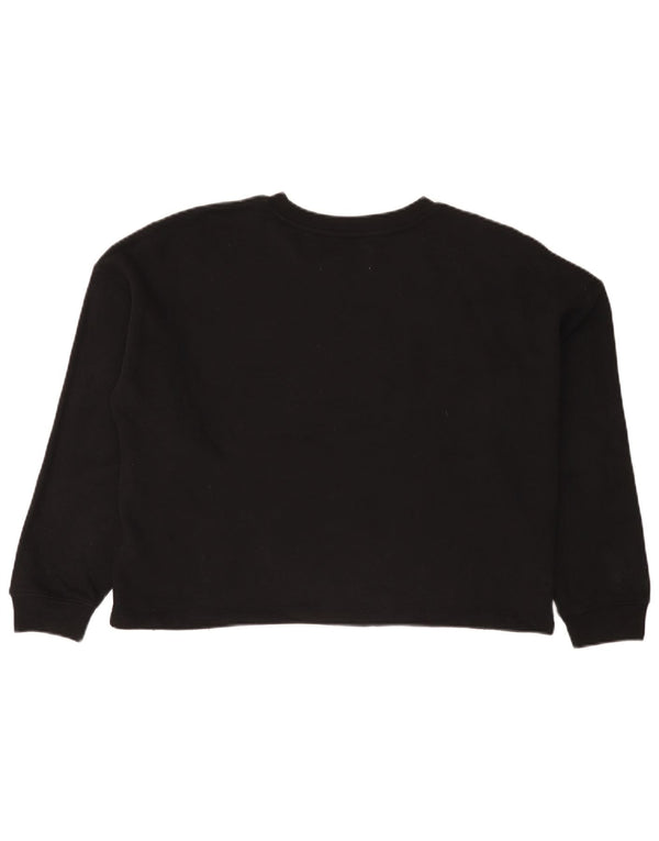 Calvin Klein Jeans Dame Crop Graphic Sweatshirt Jumper UK 16 Large Black
