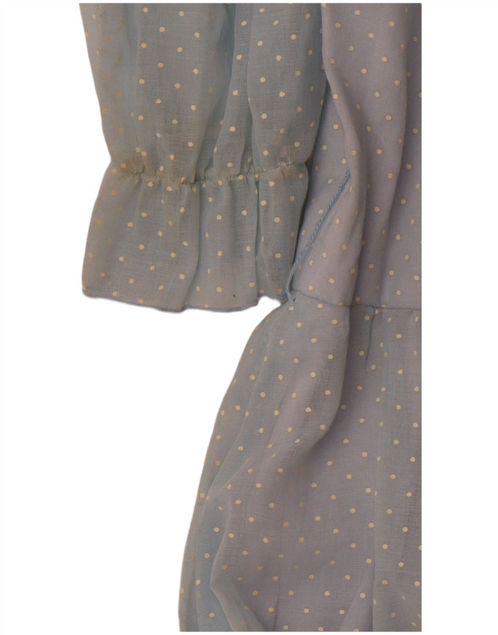 JOHN BENTLEY Dame flæse front Maxikjole UK 12 Medium Blue Spotted