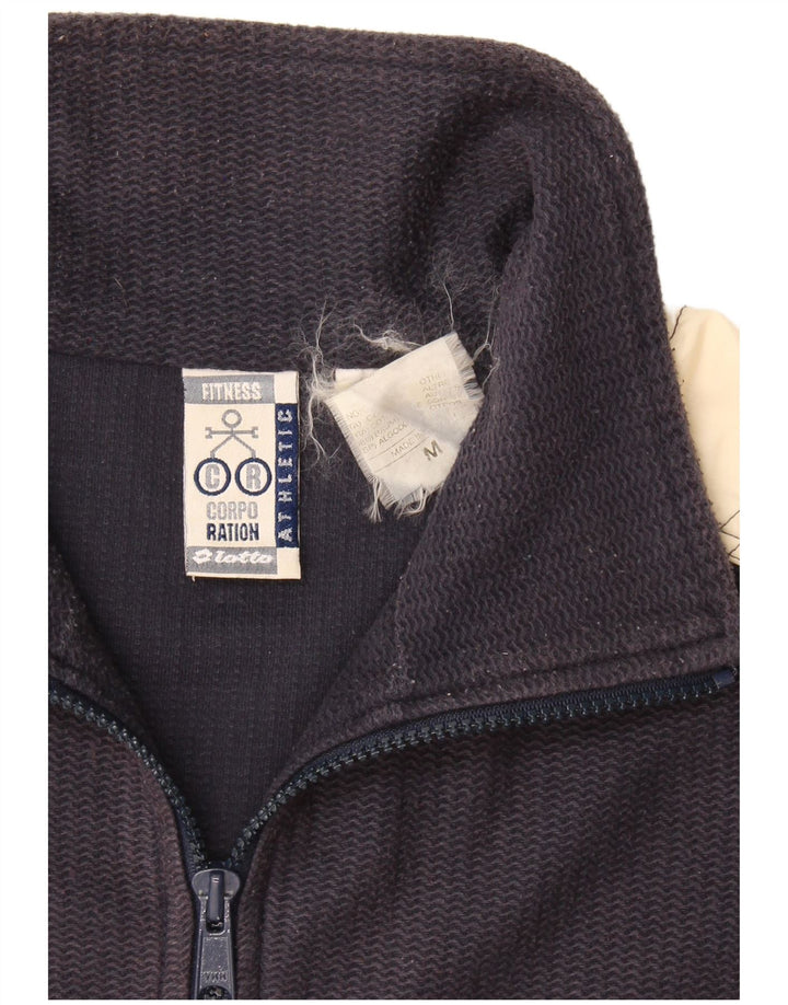 Lotto Herre grafisk lynlås-hals sweater Jumper Medium Navy Blue Colourblock