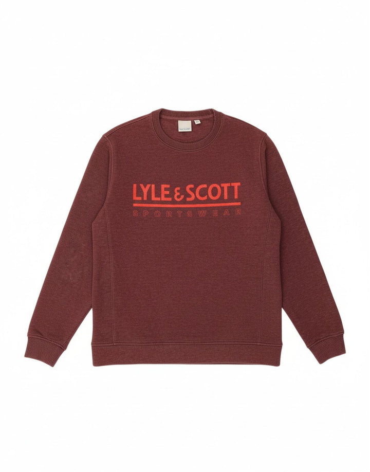 LYLE & SCOTT Mens Graphic Sweatshirt Jumper Medium Burgundy Cotton