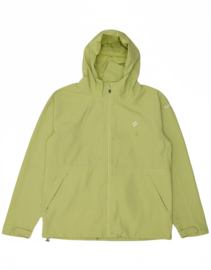 SUPERDRY Womens Hooded Rain Jacket UK 16 Large Green Polyester