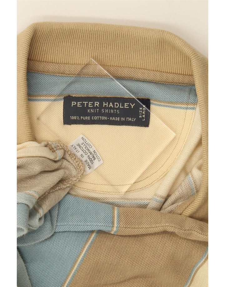 PETER HADLEY Mens Polo Shirt Large Multicoloured Striped Cotton Vintage Peter Hadley and Second-Hand Peter Hadley from Messina Hembry 