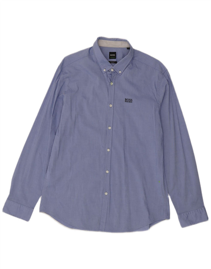 Hugo Boss Herre Regular Fit skjorte XL blå bomuld
