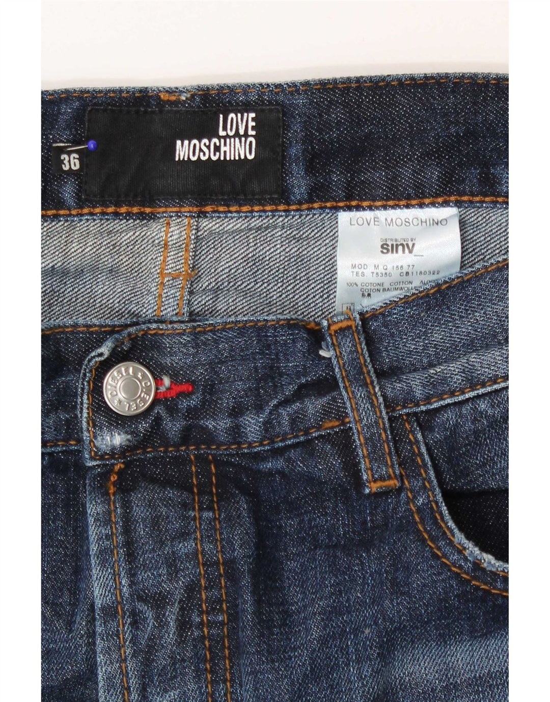Moschino Herre Distressed Straight Jeans W36 L36 Blå Bomuld