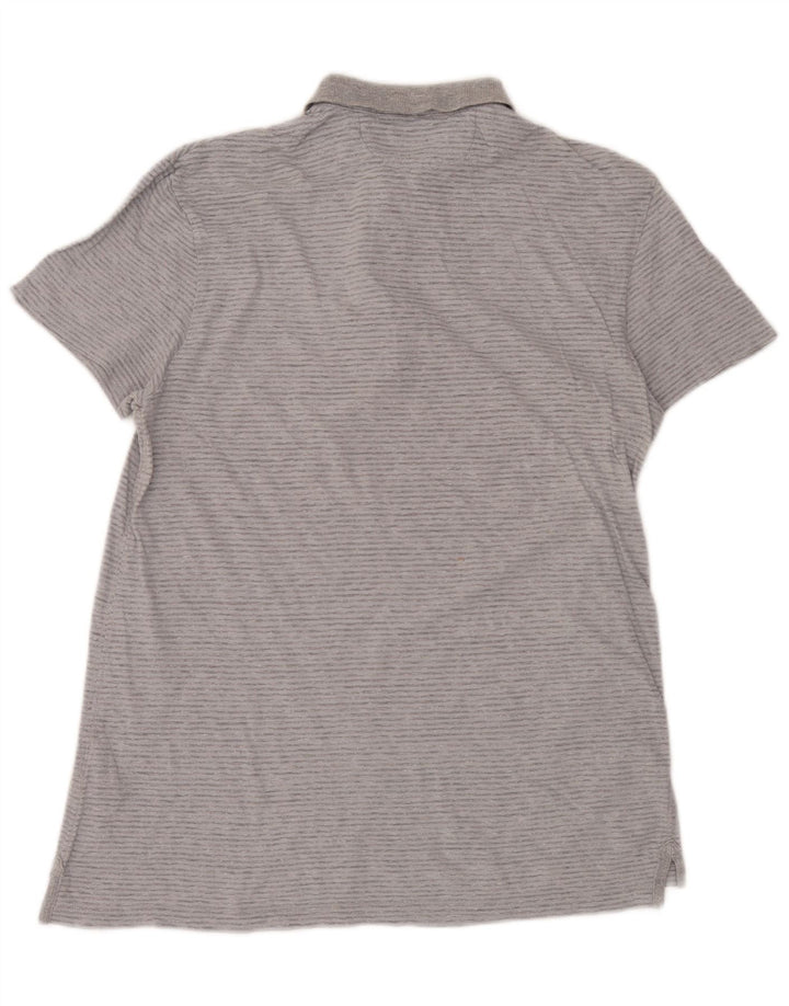 All Saints Polo Shirt til mænd, lille grå nålestribet bomuld