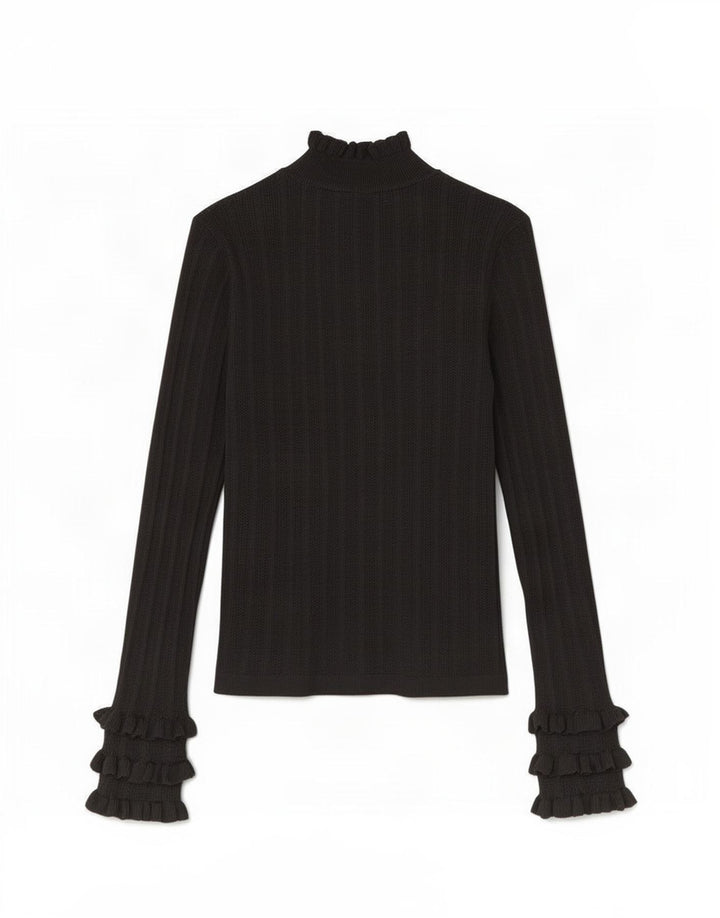 Zara Dame Top Langærmet UK 12 Medium Sort Viscose