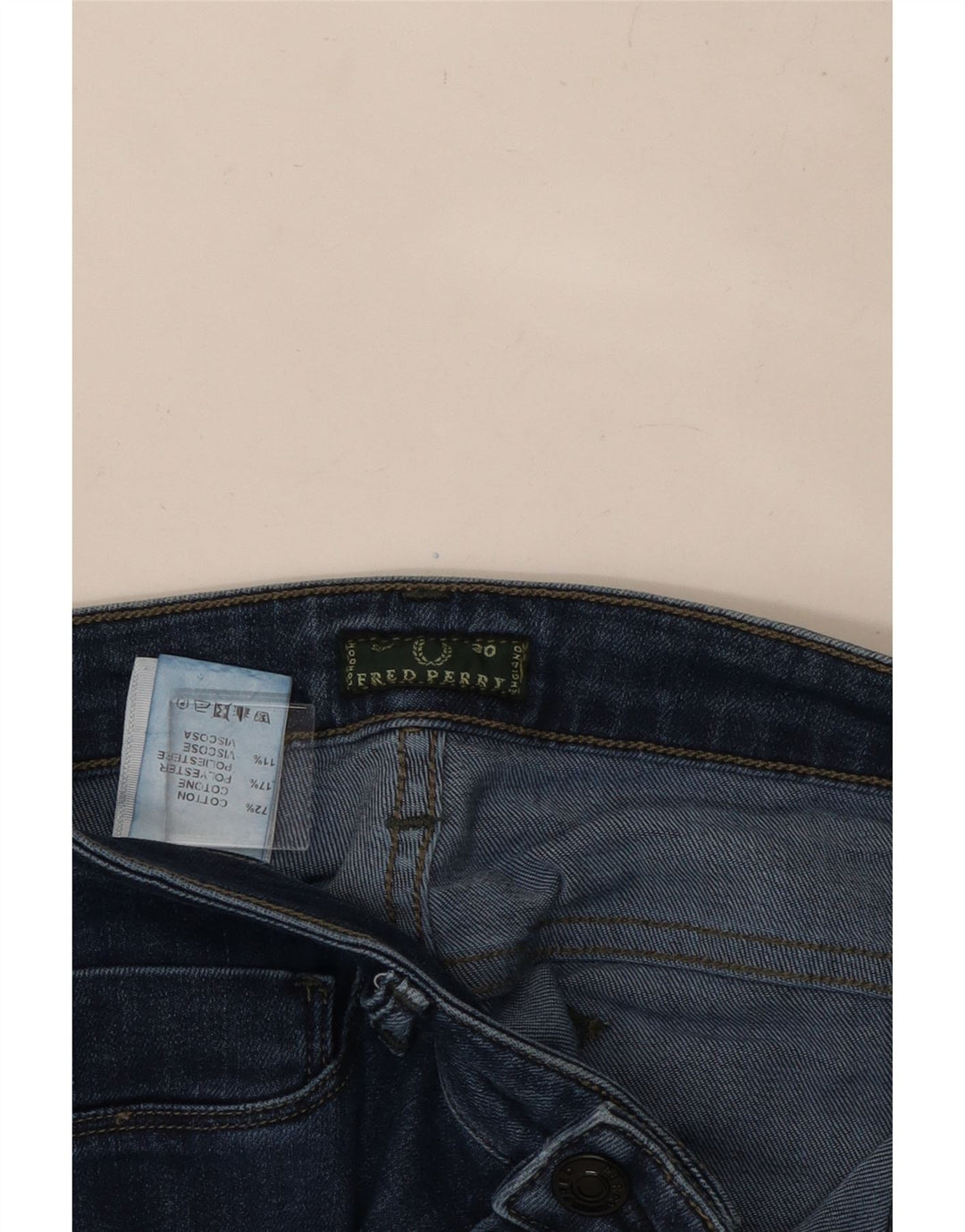 FRED PERRY Dame Skinny Jeans W30 L30 Marineblå Bomuld