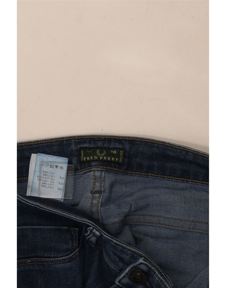 FRED PERRY Dame Skinny Jeans W30 L30 Marineblå Bomuld