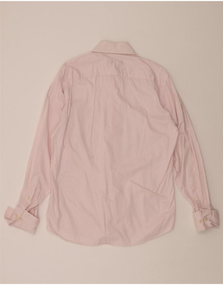 ERMENEGILDO ZEGNA Mens Shirt Medium Pink Check Cotton Vintage Ermenegildo Zegna and Second-Hand Ermenegildo Zegna from Messina Hembry 