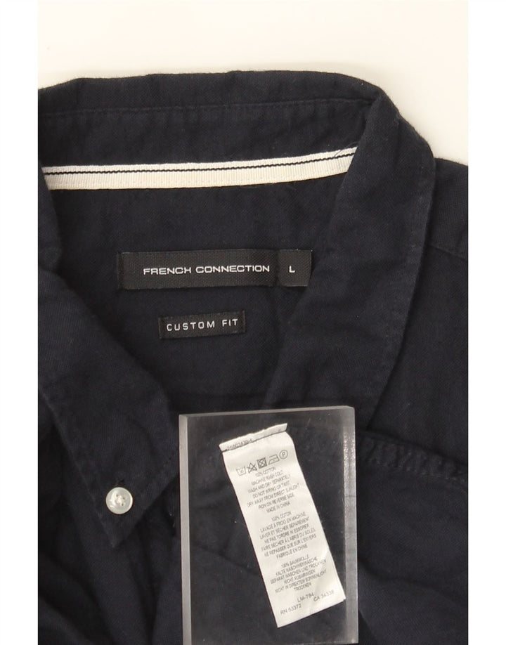 French Connection Herre Custom Fit skjorte Stor marineblå bomuld
