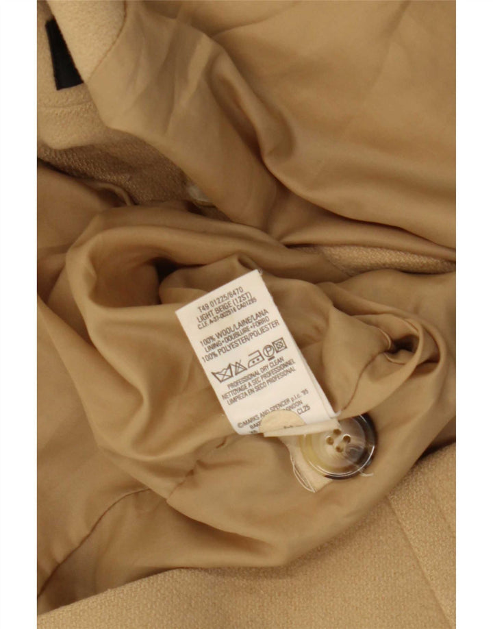 Marks & Spencer Dame Dobbeltradet Frakke UK 12 Medium Beige Uld