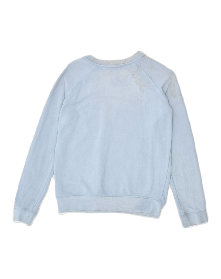 CREW Womens Graphic Sweatshirt Jumper UK 8 Small Blue Cotton | Vintage | Thrift | Second-Hand | Used Clothing | Messina Hembry 