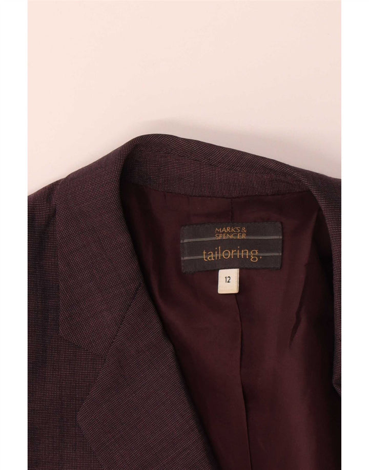 Marks & Spencer Dame Longline 1-knaps blazerjakke UK 12 Medium Maroon