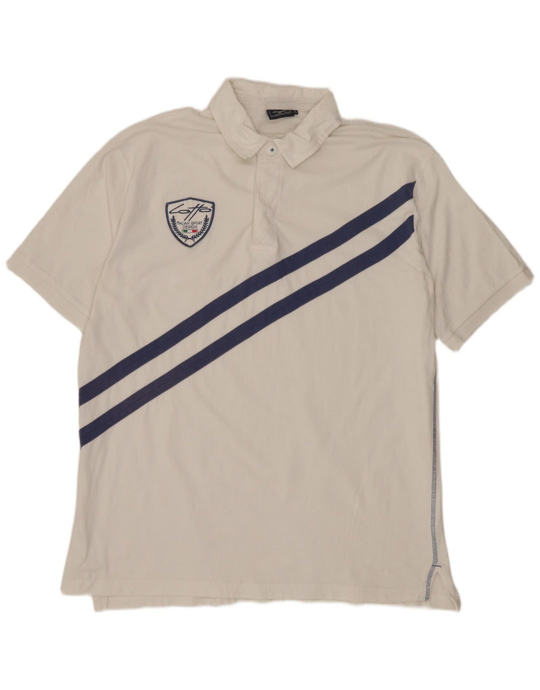 LOTTO Herre poloshirt XL Hvidstribet bomuld